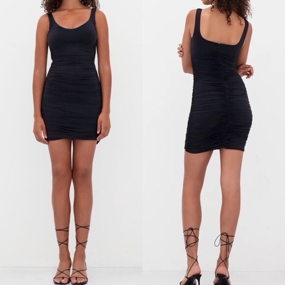 Ten by Babaton Women's Size Small Sparkle Ruched Mini Dress Black - Picture 1 of 7